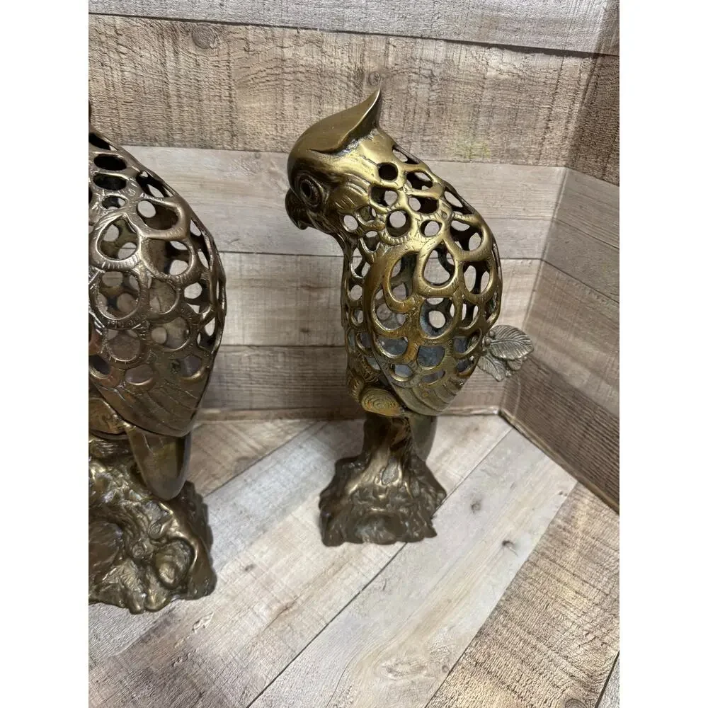 Vintage Brass Parrot Candle Holders